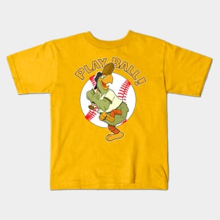 Play Ball! Pirate Baseball Mascot Pirate Parrot Kids T-Shirt